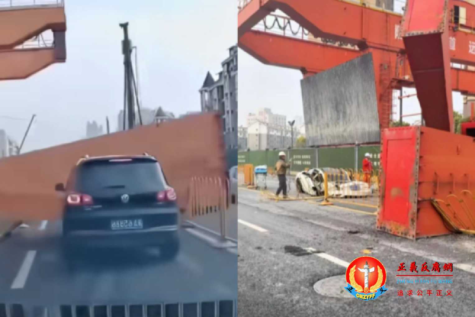 2月1日,湖北武汉一处地铁工地拆卸龙门吊时发生倒塌,砸中路过2辆私家车,造成1人死亡、1人受伤。.jpg 2月1日,湖北武汉一处地铁工地拆卸龙门吊时发生倒塌,砸中路过2辆私家车,造成1人死亡、1人受伤。.jpg